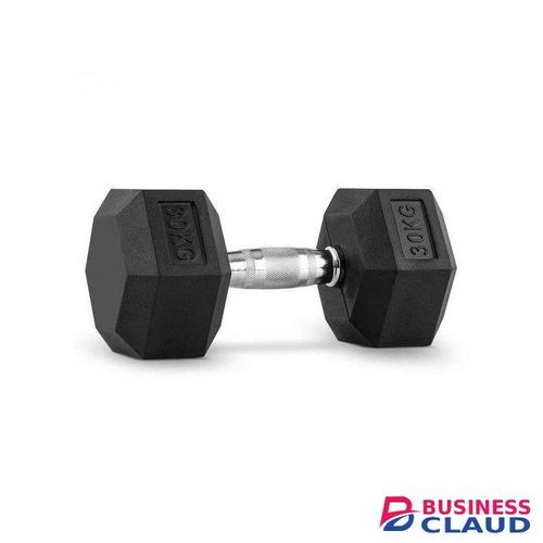 30kg Dumbbells - Hexagonal Rubber Dumbbell Body Building Gym/ Home Work Out Weights