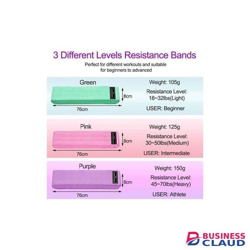 Set of 3 Resistance Bands for Legs and Butt. Exercise Bands Set.Booty Bands, Hip Bands,Wide Workout Bands (Pink, Teal, Purple)