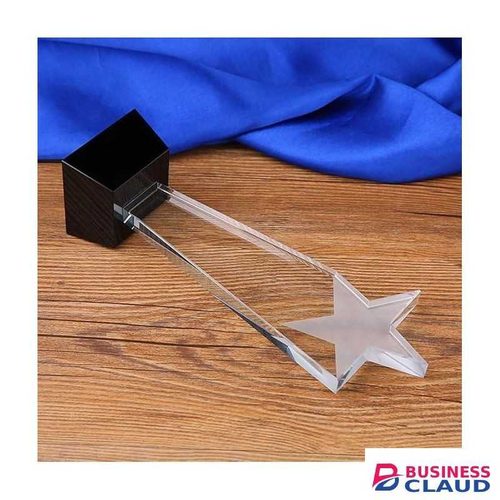 Crystal award trophy with a star and base