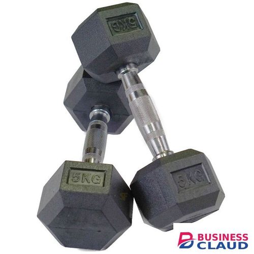 5 KG Pair (Hex) Rubber Dumbbells Gym Fitness