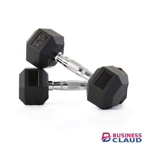 Rubber Encased Hexagon Dumbbell Exercise & Fitness, weight training, body building set for home/office/gym workout