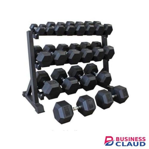 10kg Hexagon Dumbbell Single Hand Rubber Coated Weight with Silver Chrome Handle Anti-Roll Noise Reduction for Home Gym Fitness Strength Training