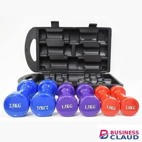 Neoprene Coated Dumbbell Set for Home and Gym Workouts – 6pcs with Carry Case – 1kg, 1.5kg, 2.5kg Pairs – Non-Slip, Durable, Color-Coded, Perfect for Strength Training & Cardio Fitness