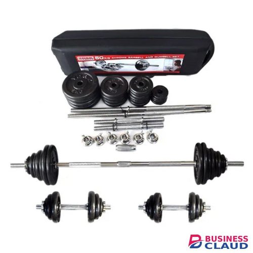 Chrome Dumbbell Barbell Kettlebell Adjustable Weight Set - 50kg