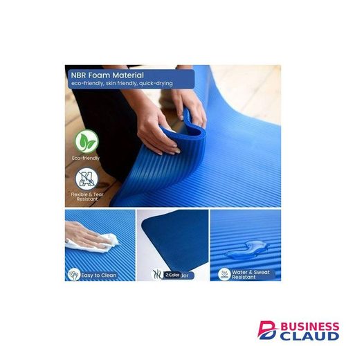 THICK Gym/Yoga Mat + Carrying Strap - Blue