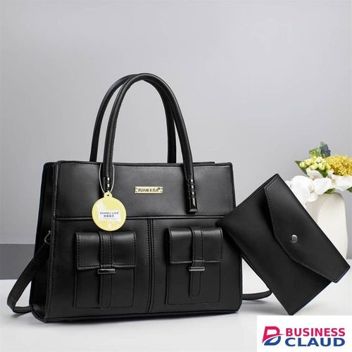 Elegant Handbag Set with Classic Lock Accent & Matching Mini Purse