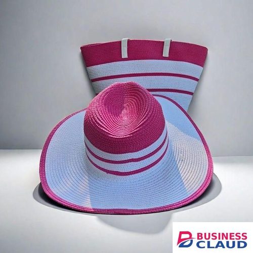 Women’s Straw Beach Bag & Matching Straw Sun Hat Set with a zip – Summer Holiday Essentials