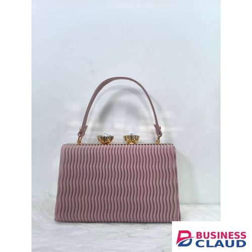 Soft pink handbag PU leather structured handbag