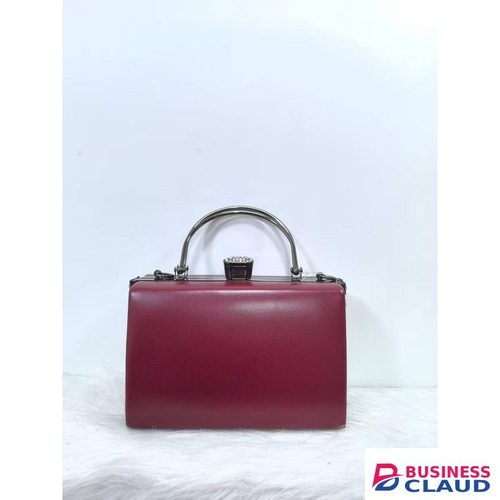 Burgundy handbag PU leather structured handbag