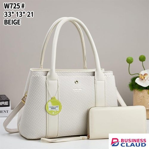 Beige PU leather handbag Women’s fashion bag set