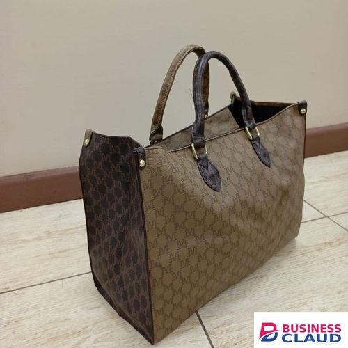 Geometric Pattern Top Handle Bag – Large Capacity Laptop Tote with Double Leather Handles (41 × 17 × 32 cm)