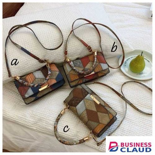 Fashionable multicolored diamond sling bag