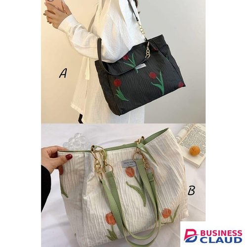 Casual floral canvas tote bag