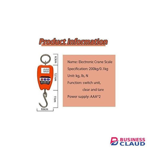 High Quality 200 KG Digital Hanging Scale With Accurate Sensors, Handheld 200Kg Mini Crane Scale With Hooks For Meat Butchery Farm Hunting Fishing Hunting Fishing OuTToor Portable Weighing Scale