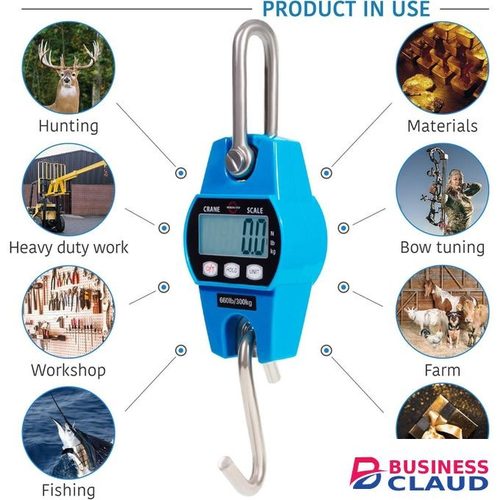 Hanging Digital Scale 300Kg for Farm, Hunting, Bow Draw Weight, Big Fish & Hoyer Lift with Accurate Sensor