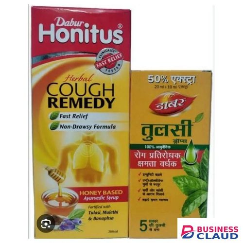 Honitus Dabur Natural Herbal Cough Relief Syrup with Tulsi Mulethi Honey Ginger Long-Lasting Soothing Care for Throat and Cough Wellness Ayurvedic Immunity Boost Formula