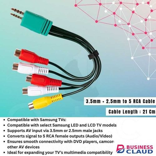 3.5mm and 2.5mm Male to 5 RCA Female AV Adapter Cable, Audio Video Connector Wire for TV, LED LCD, Home Theater, DVD Player, Camcorder, Projector, AV Input Output Cable