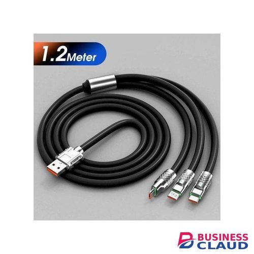 3 in 1 Charging Fast Charging 120 Watt Data Cable, Portable Charger Cord with USB Type-C & USB Port for All Phones and Tablet, Multi Fast Charger Type c Retractable USB Cable (MULTICOLOUR)