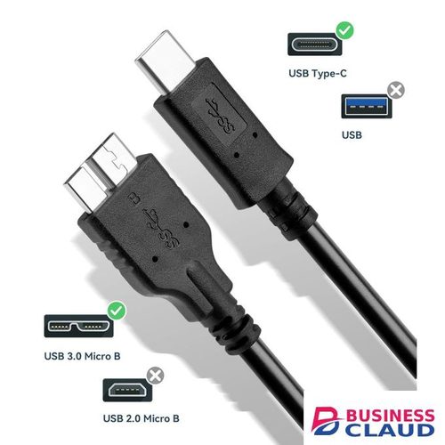 Micro B to USB C Cable, 1m USB External Hard Drive Cable, High-Speed Data Transfer Cord for WD My Passport, Seagate, Toshiba, MacBook Pro/Air, iPad, iPhone 15/16, Samsung Galaxy S24, PC and More