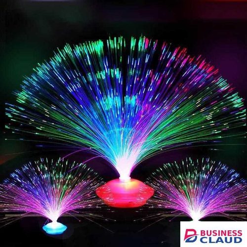 fibre optic lamp with button for different colors Battery operated
