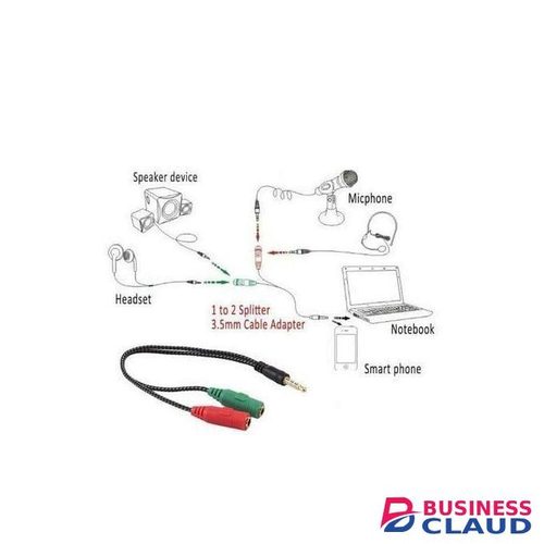 3.5mm audio cable - male to 2 female for connecting headphones to mobile phones