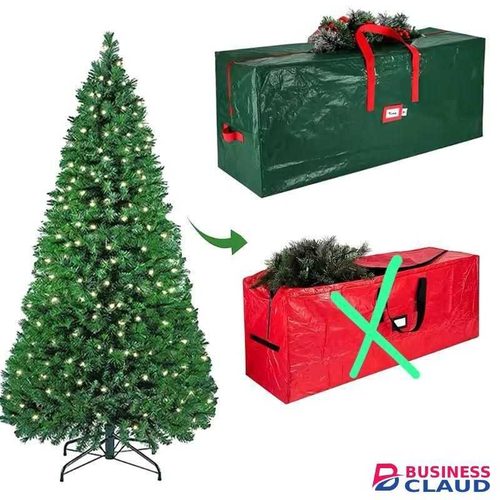 Christmas Tree Storage Bag Strong Waterproof Xmas Disassembled Trees Bag with Reinforced Handles Rectangle- GREEN