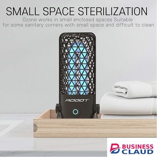 ADDOT Mini Portable UVC, UV Light Sanitizer lamp, Ultraviolet Ozone Double Germicidal Lamp - Sanitize for Small Spaces, Hotels, Kitchen, Car, EPA Registered (Black)