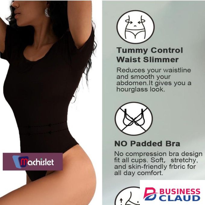 Machislet Womens Short Sleeve Round Neck Casual Stretchy Basic T Shirt Bodysuit Tops