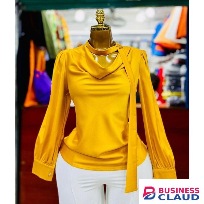 Silk Long sleeved ladies tops/plain colored tops / official tops