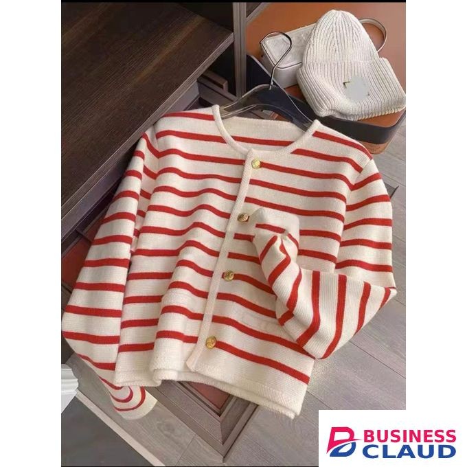 STRIPPED WHITE AND RED LADIES TOPS,SWEATER TOPS