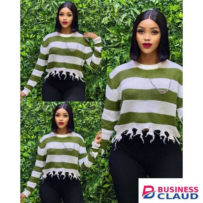 WHITE AND GREEN LADIES TOPS,SWEATER TOPS