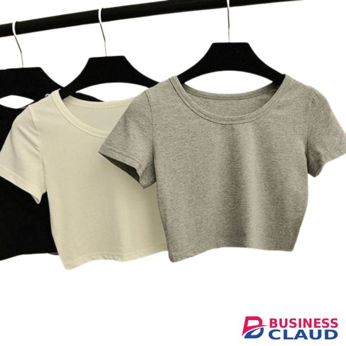 Women’s Plain Cropped T-shirt – Grey Cotton