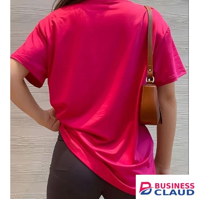 Women's Basic Round Neck Plain T Shirts - Hot pink