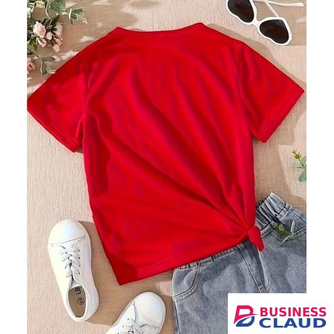 Women's Basic Round Neck Plain T Shirts - Red