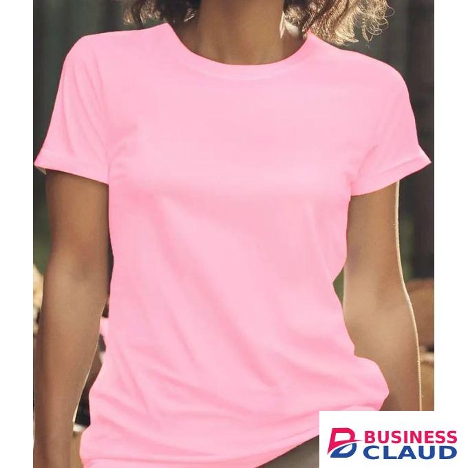 Women's Basic Round Neck Plain T Shirts -Pink