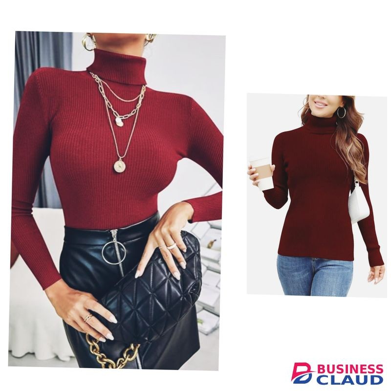 Fancy, Chiq Ladies' Knitted Pullneck Sweater Tops - Maroon
