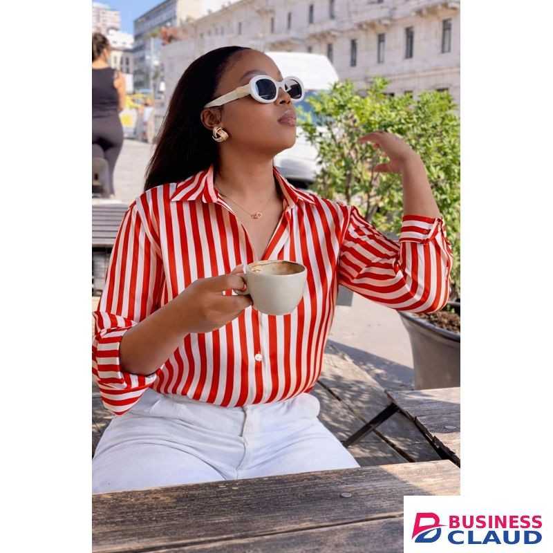 Women’s red & White Striped Long Sleeve Shirt