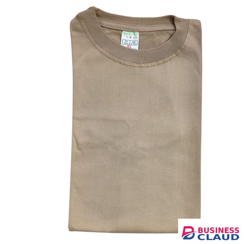 Women's Clothes T-shirts – Beige Plain Cotton T-shirt