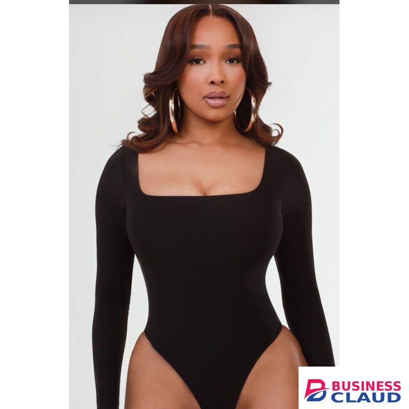 Ladies Cute Plain Black Bodysuit