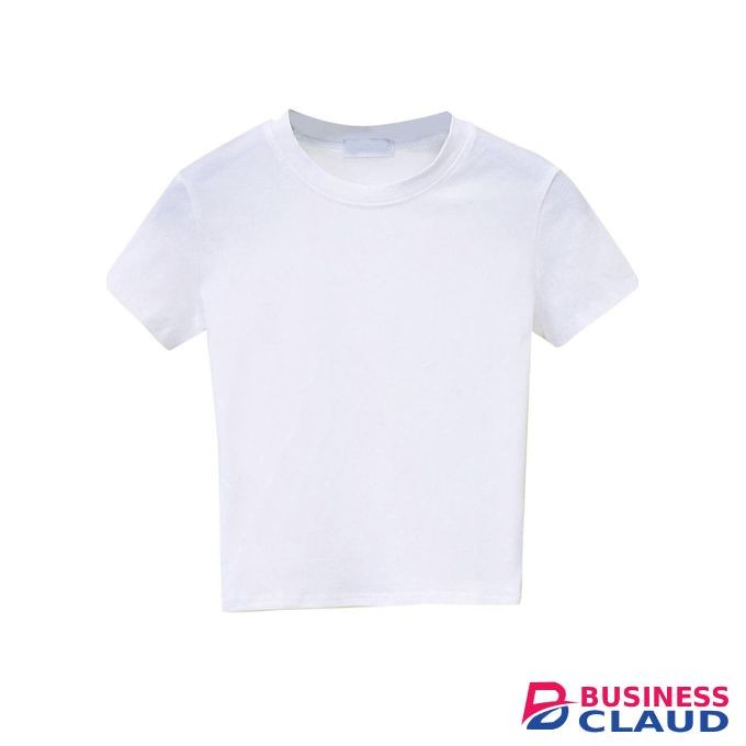 WHITE SHORT-SLEEVED CREW NECK CROP TOP