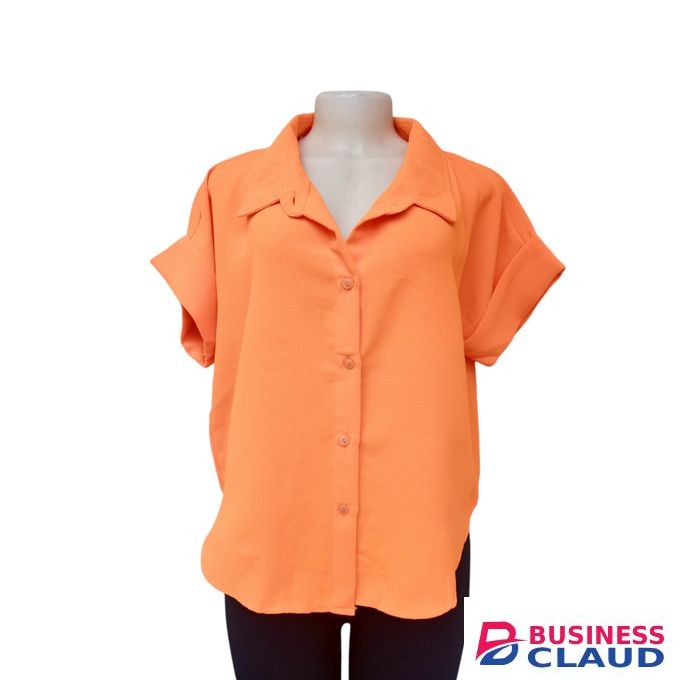 Orange Pink Button Down Top