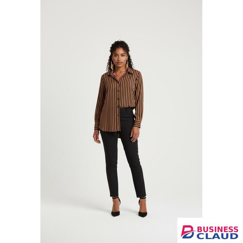 Ladies Casual/Official Stripped Shirt -Brown