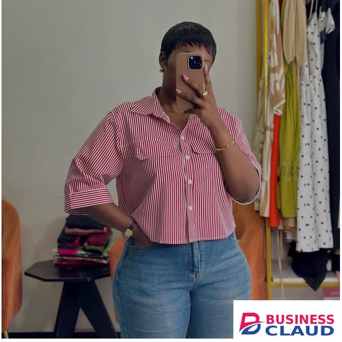 Ladies Casual/Official Stripped Shirt-Red