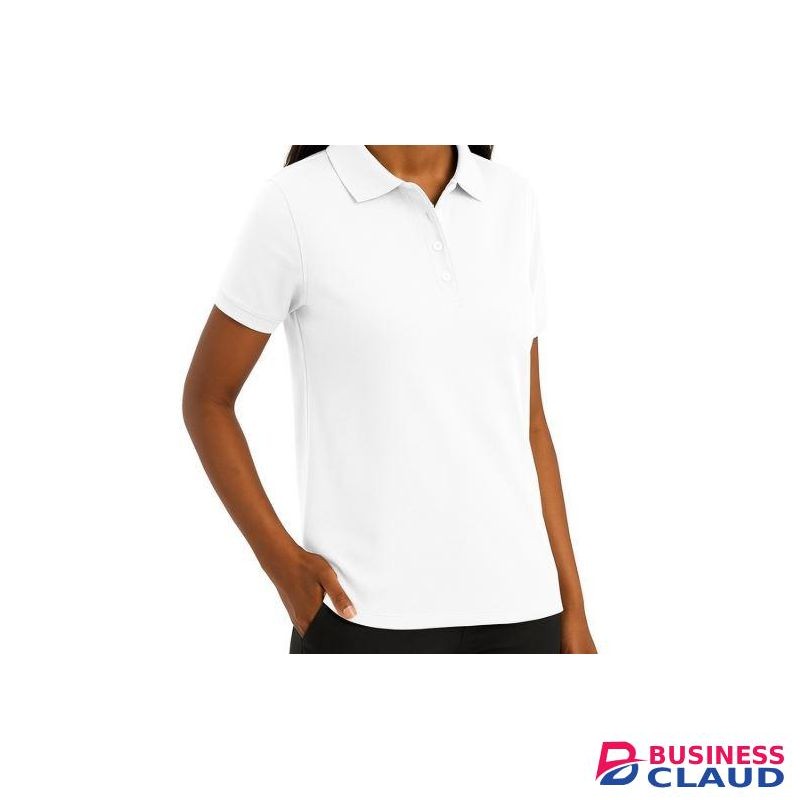 Ladies White Short Sleeve Polo Shirt - White