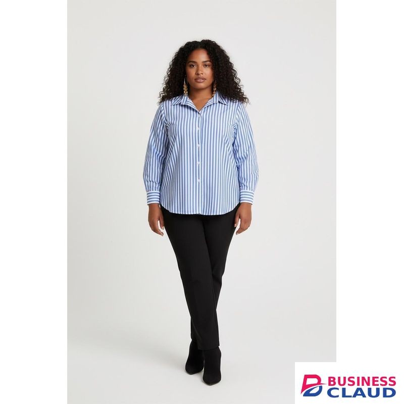 Ladies Casual/Official Stripped Shirt -Blue
