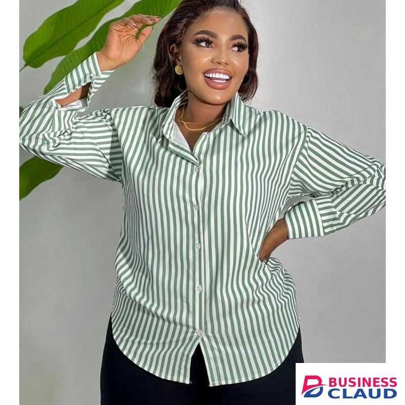 Ladies Casual/Official Stripped Shirt-Green