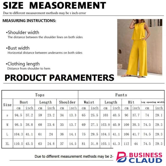 Women's Yellow Sleeveless Top & Wide-Leg Pants Set