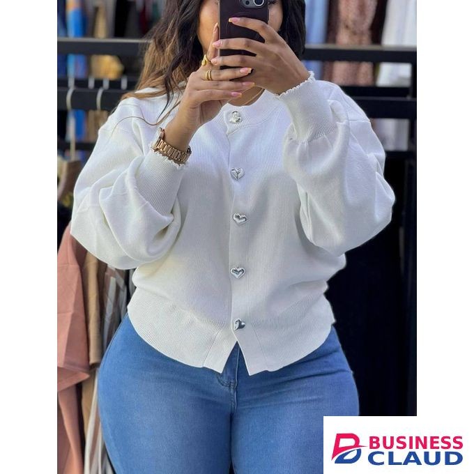 Classic ladies sweater top -white