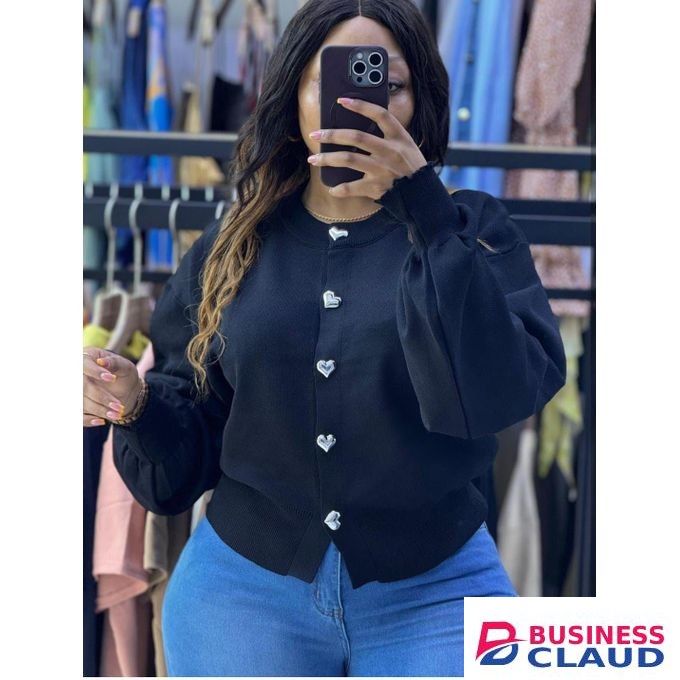Ladies Cute Plain Sweater Top-Black