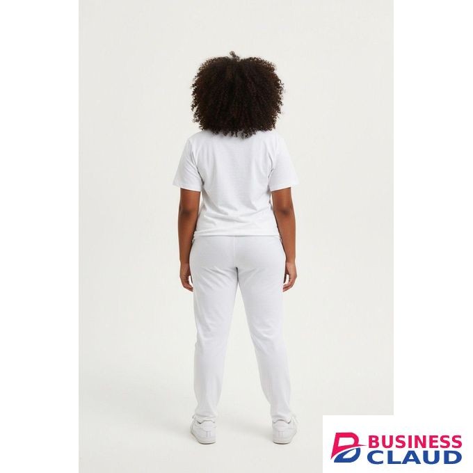 Two Piece Matching Set -Pants Wide Leg/Short Sleeve Tops/Tracksuit-White